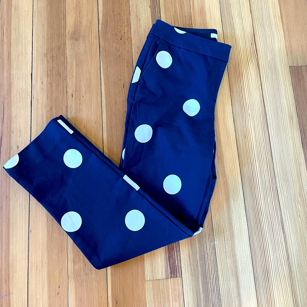BODEN white polkadot navy pant. Size 6